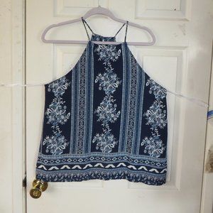Mine Tank top Blue and white print size large